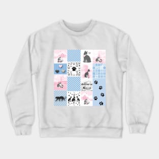 Cat Lovers Patchwork Pattern Crewneck Sweatshirt